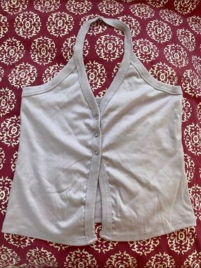 Cotton On Halter Button-Front Women's Tank Top lavender